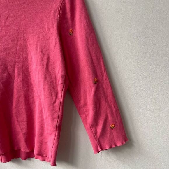 Rafaella Women's 100% Cotton Pink Tiny Flower Embroidered Cardigan Long Sleeve P - Picture 6 of 8